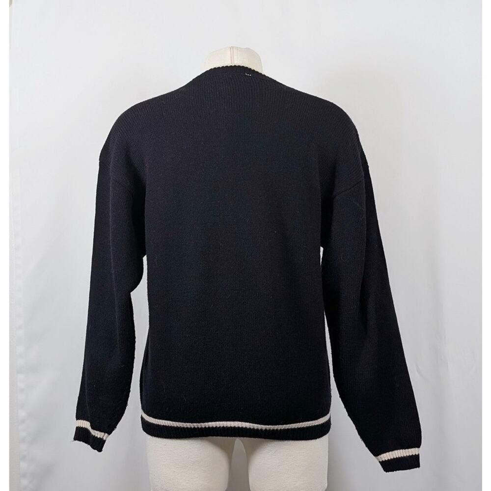 Vintage 80s Sweater Cats Colorful Black Diane Von Furstenberg Women's Size L - Picture 8 of 10